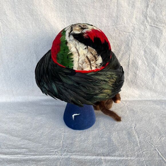 Original Jille' Vintage Multicolored Pheasant Feathered Hat, Women's 50s 60s Era - Picture 5 of 8